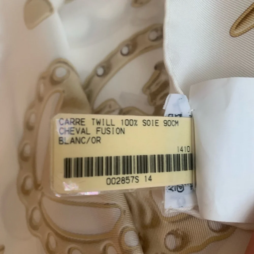 Hermes silk 90cm Cheval Fusion White and Gold Scarf - Picture 4 of 11
